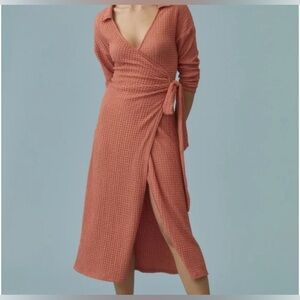 Anthropologie Waffle Wrap Dress Sz Medium
